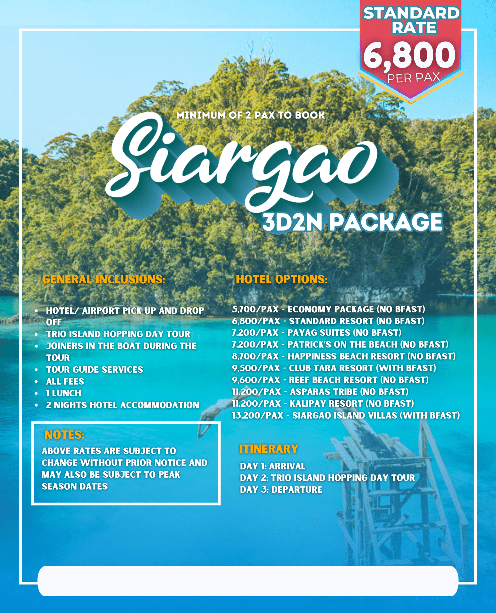 Siargao 3D2N – Flightdeck B2B Flybb